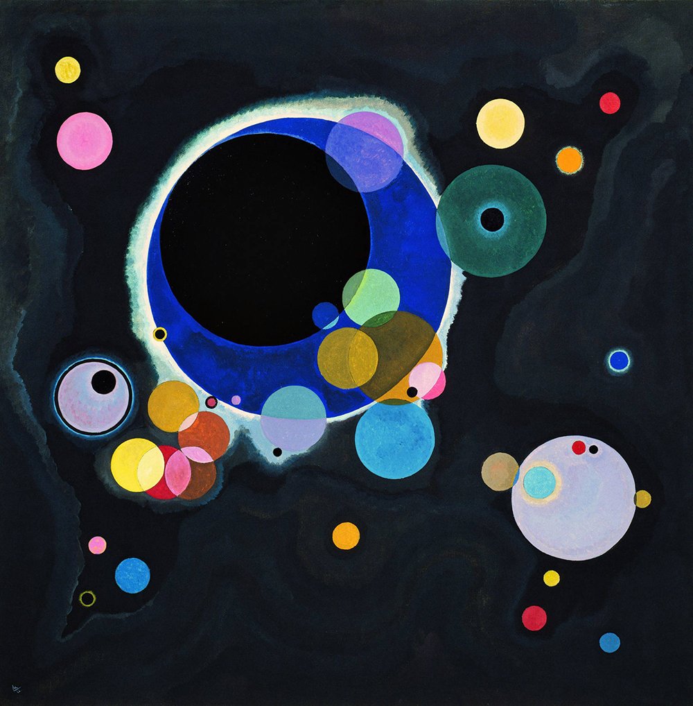 Tableau Wassily Kandinsky Several Circles cadre marron moyen format