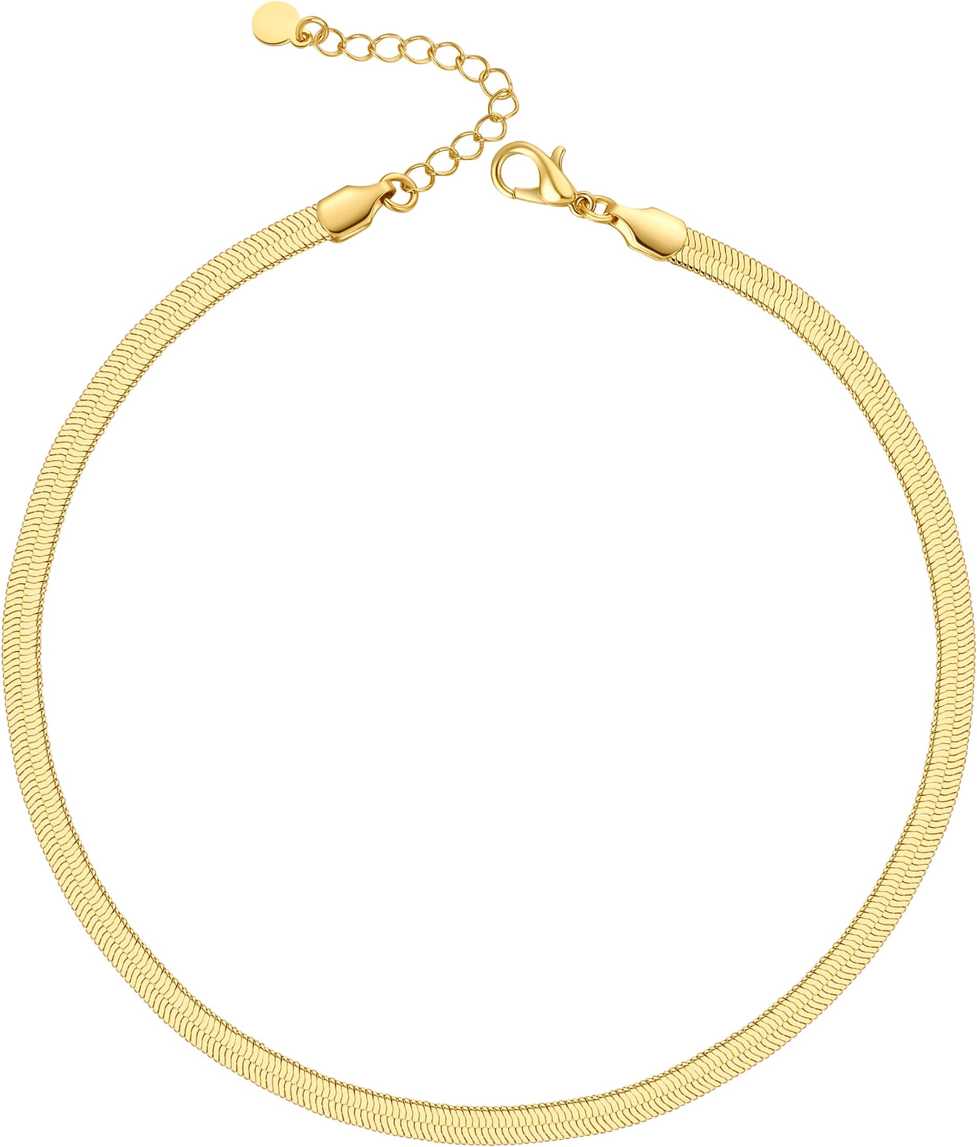 Natural Freshwater Baroque Pearl Necklace 14K Gold Plated Dainty Choker Necklace for Women Girls Snake Chain/Cuban Link/Paperclip/Ball Beaded Chain/Tennis Chain Fashion Jewelry for Gift
