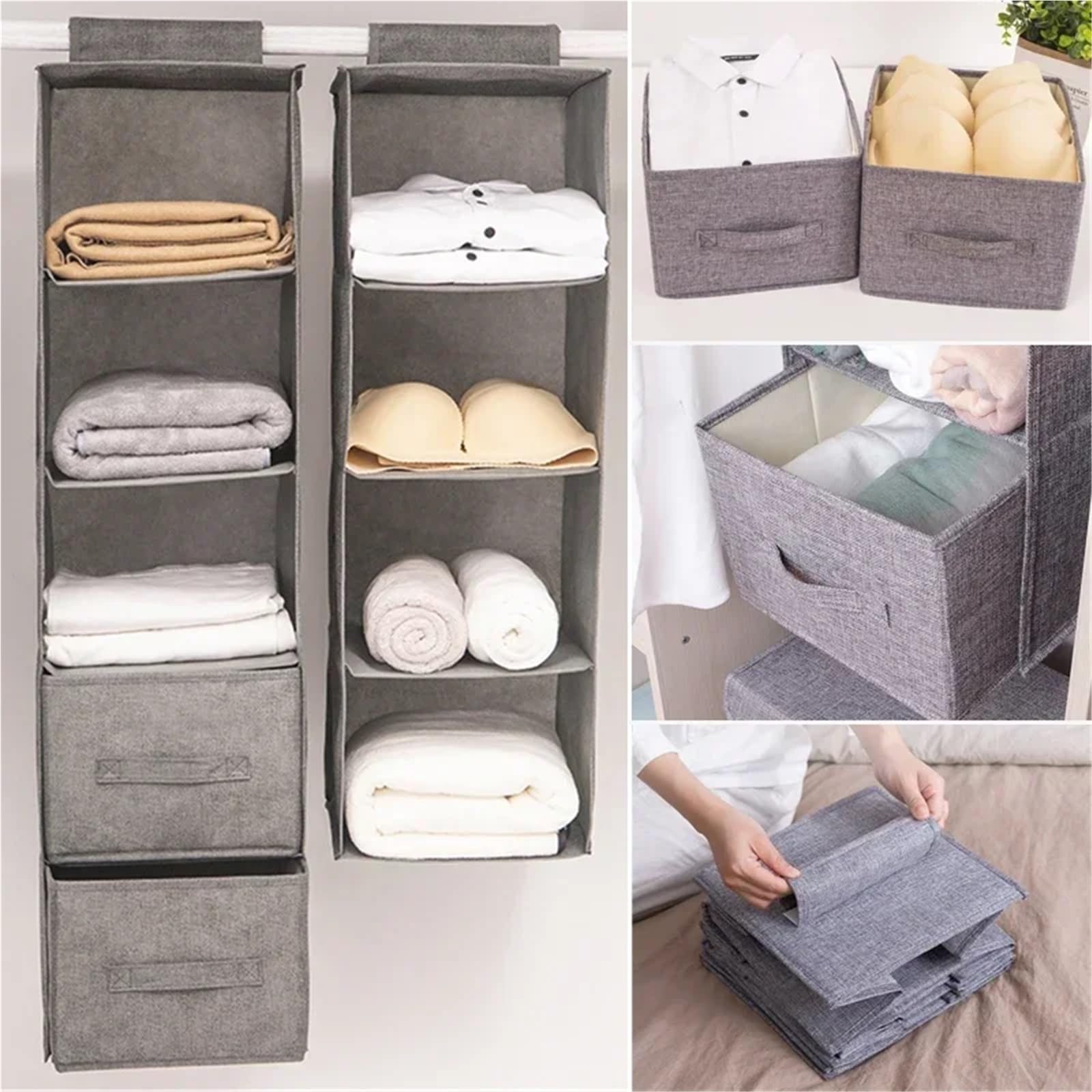 Hängeregal Creative Household Clothes Hanging Drawer Box Underwear Finishing Storage Collapsible Storage Shelves Closet Organizer Für Schlafzimmer(Gray 5-Layer)