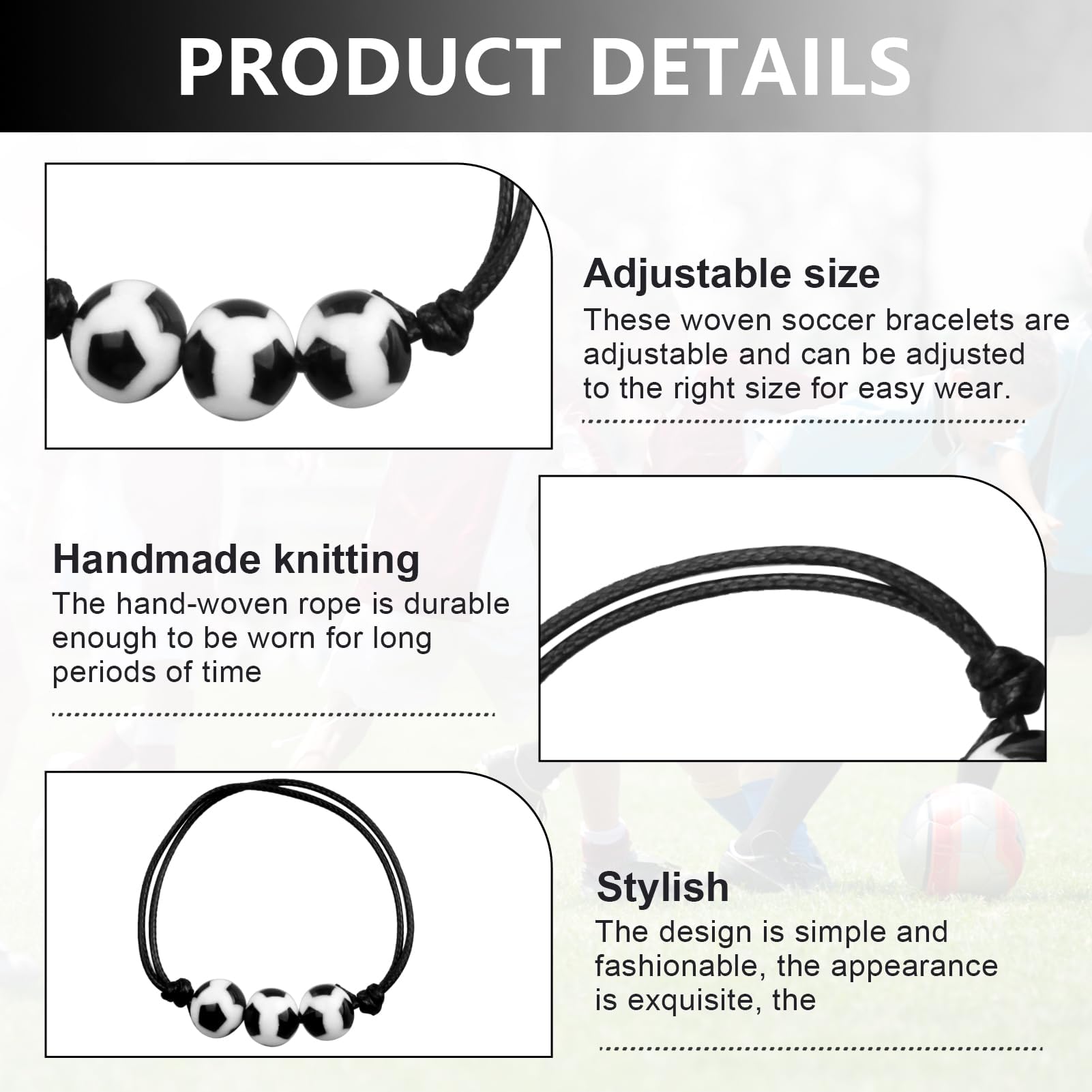 12 piezas Pulsera de Fútbol Niño Pulseras Pelota, Pulseras Tejidas con Cuentas de Balón, Accesorio para Fiestas y Cumpleaños, Diseño Cómodo y Ajustable, Regalo para Jóvenes Futbolistas