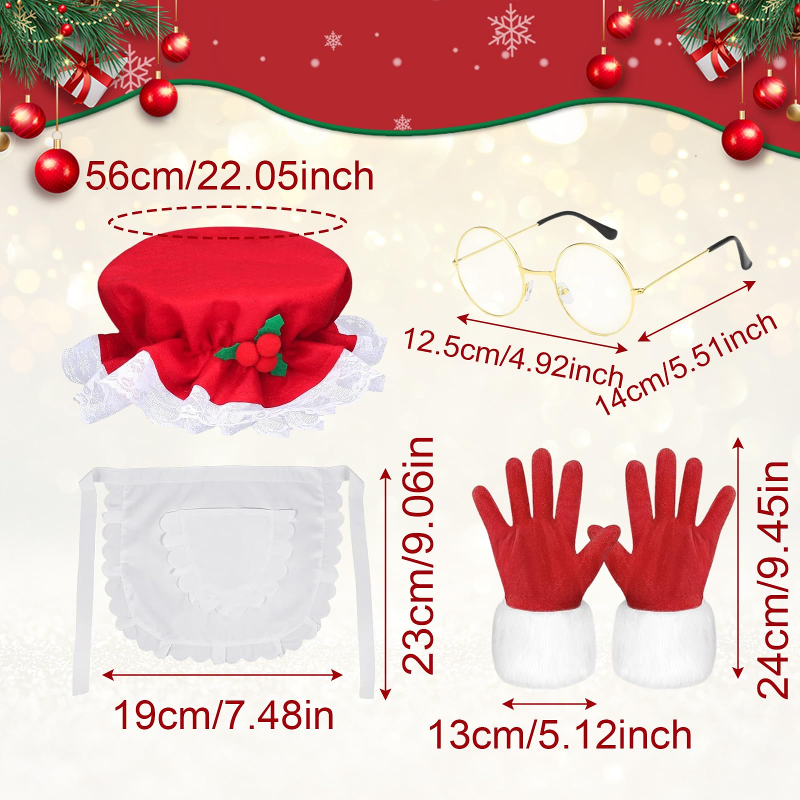 SAIIURV 4 Pcs Mrs Claus Costume Women - Image 2