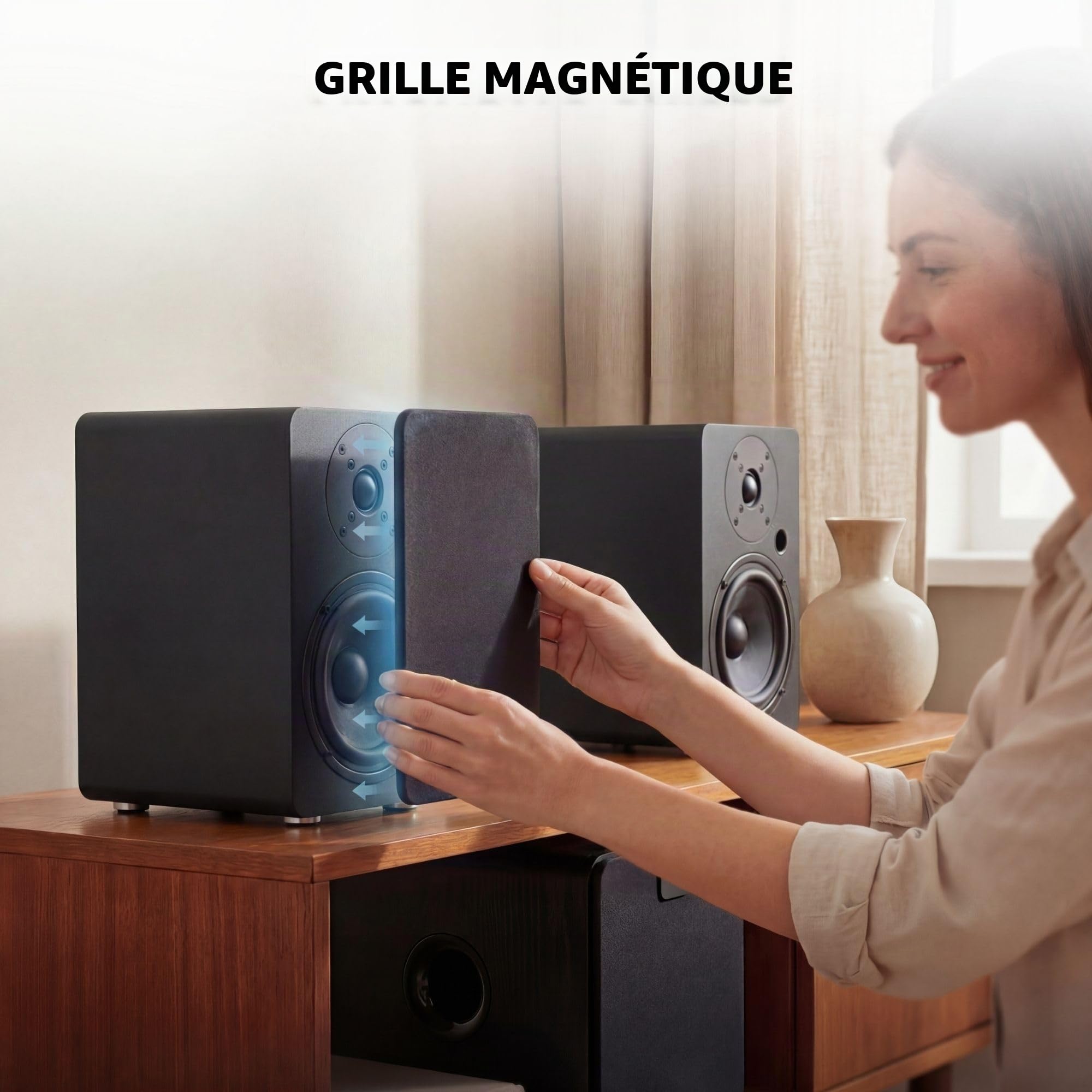 VULKKANO A5 Arc MKII Enceintes Amplifiées avec Haut-Parleur de Graves de 5,25 Pouces, Bluetooth 5.0, HDMI Arc, Sortie Optique, RCA, USB, Sortie subwoofer, Enceintes pour téléviseur, Noir.