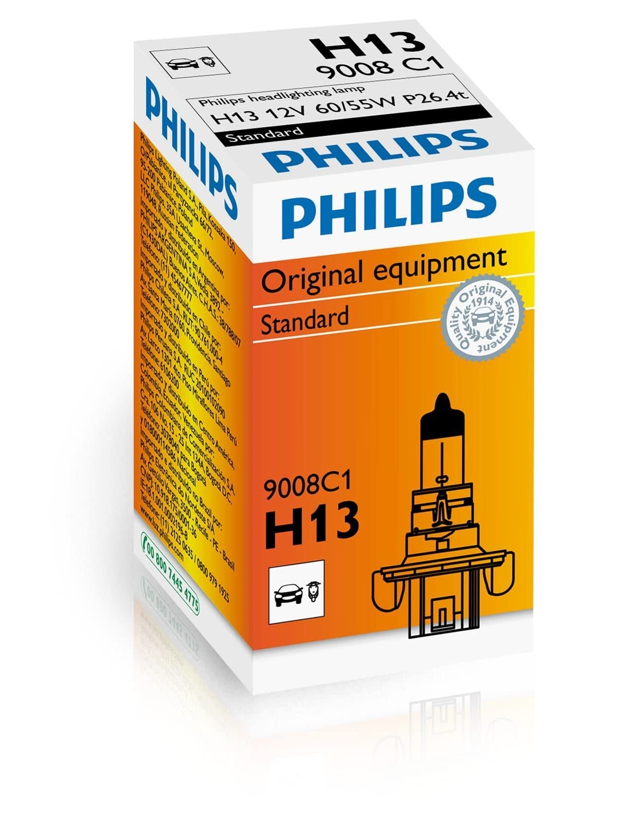 Philips 9008 °C1 Light Halogen Bulb H13, Box of 1