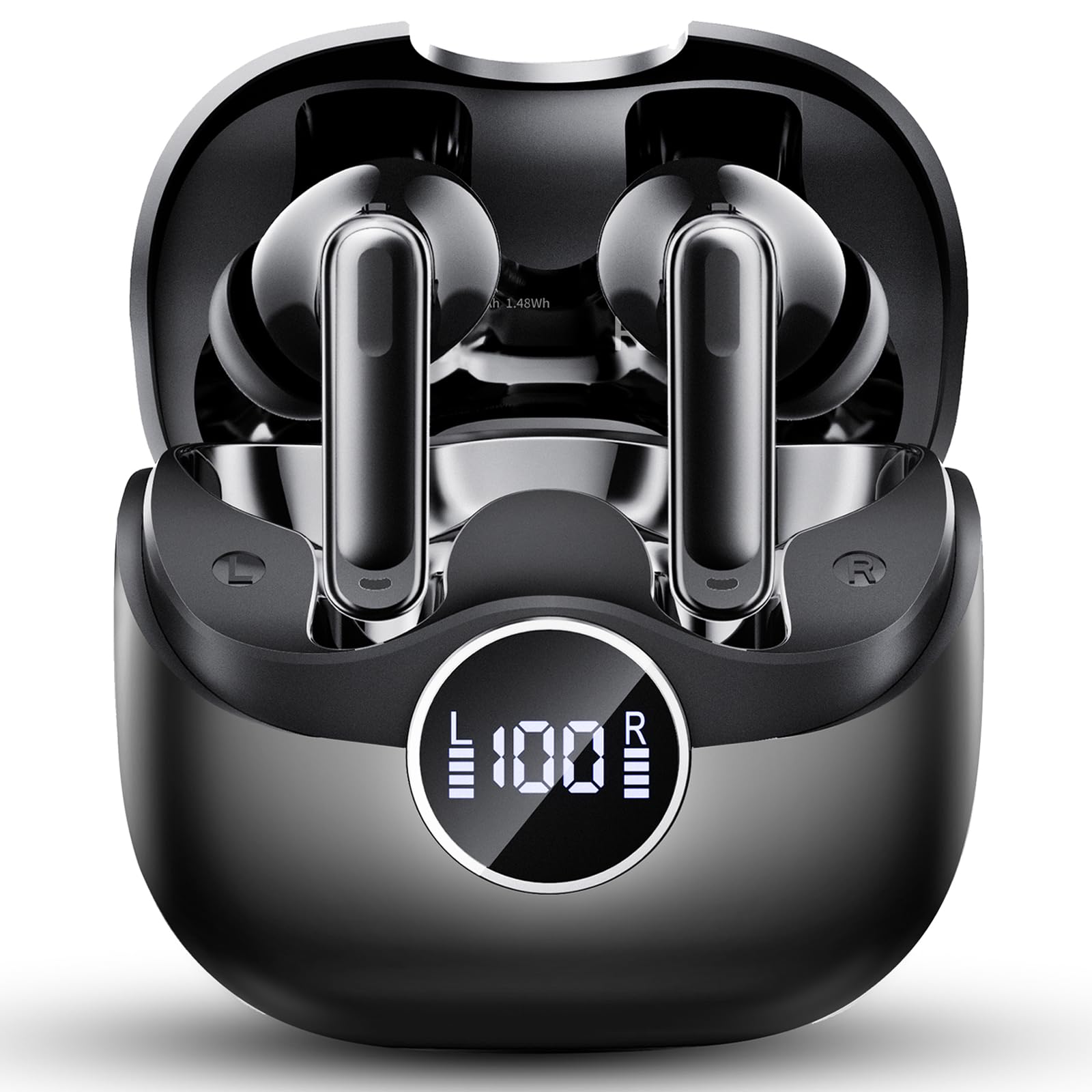 Adaptive Hybride Aktive Geräuschunterdrückung Kopfhörer Kabellos Bluetooth, 2026 Bluetooth 5.4 Kopfhörer mit -45 dB ANC Noise Cancelling, In Ear Kopfhörer mit 6-Mic KI Klarer Anruf, IP7, 40H Spielzeit