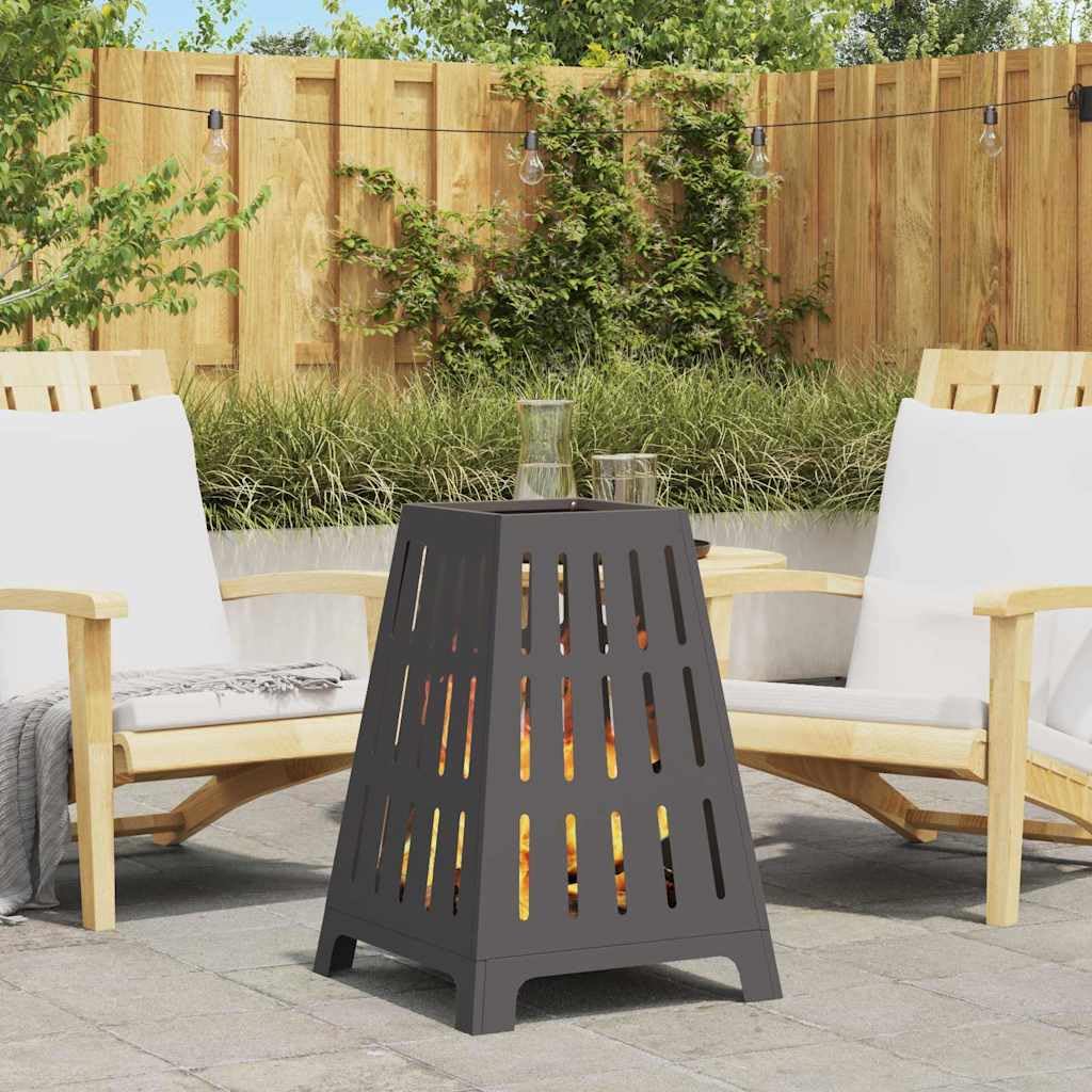 Brasero de acero negro 50 x 50 x 70 cm 8,8 kg con chimenea para jardín, terraza, balcón, hoguera, calor y llama