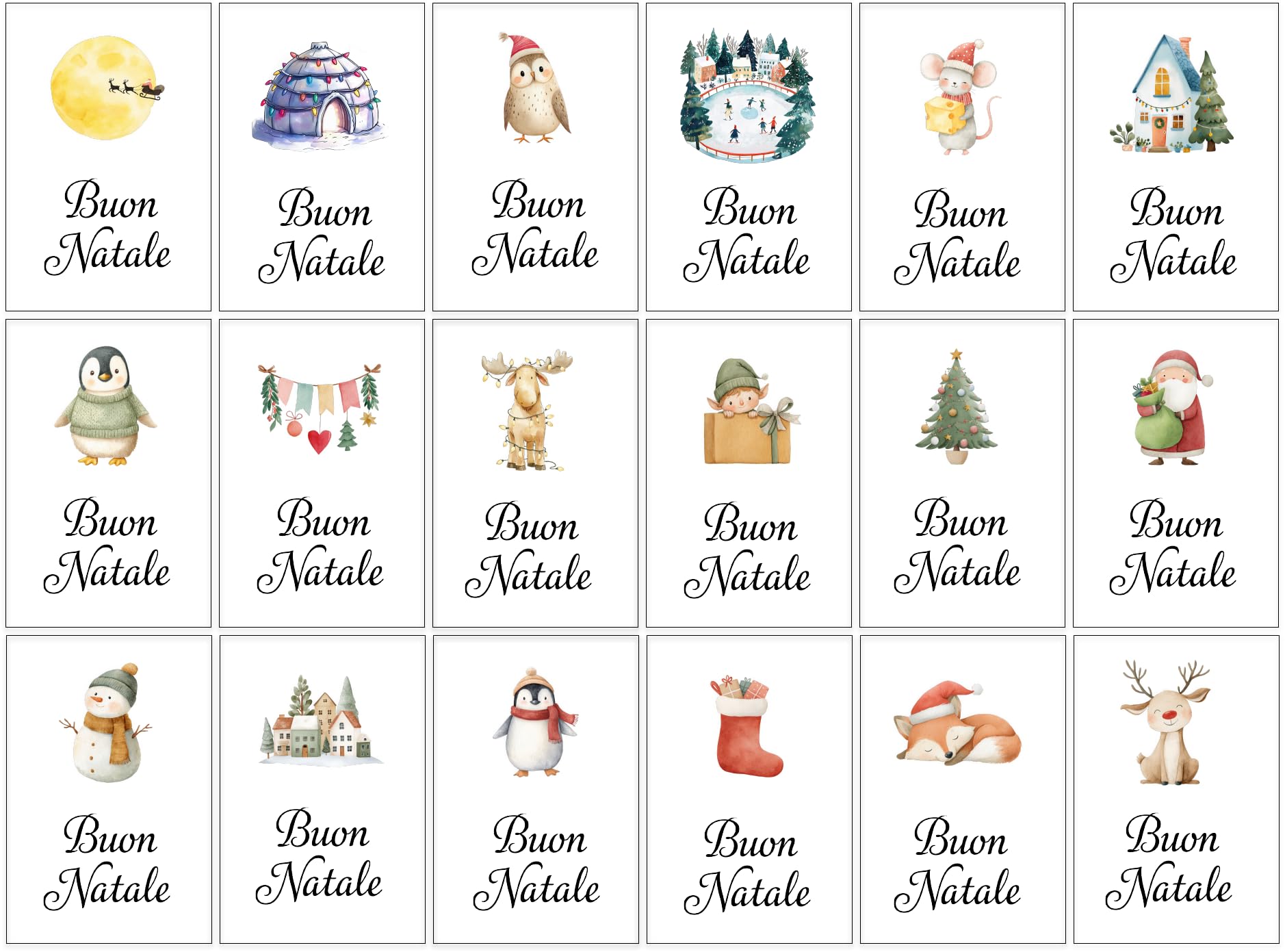 Biglietti di Natale in Italiano A6 con Buste Bianche – Set di 30 per Auguri Festivi
