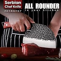 Vista 2 de DRAGON RIOT Professional Butcher Knife Set for Meat Processing, 3Pcs High Carbon Steel Hand Forged Serbian Cleaver Chef Knife Set with Ergonomic