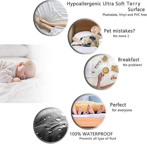 Miniatura 3 de Top Head - Protector de colchón flexible estilo ajustado en la parte superior dividida Queen, bolsillo profundo de 18 pulgadas, 60 x 80 pulgadas, 34