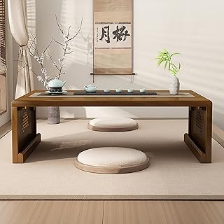 JHDXL Personal Shrine Altar Table, Wood Floor Table with Foldable Legs, Pooja Cabinet with Storage Space, for Living Room, Bedroom, Office, Bathroom(Brown,120 * 50 * 35cm/47.5 * 20 * 14in)