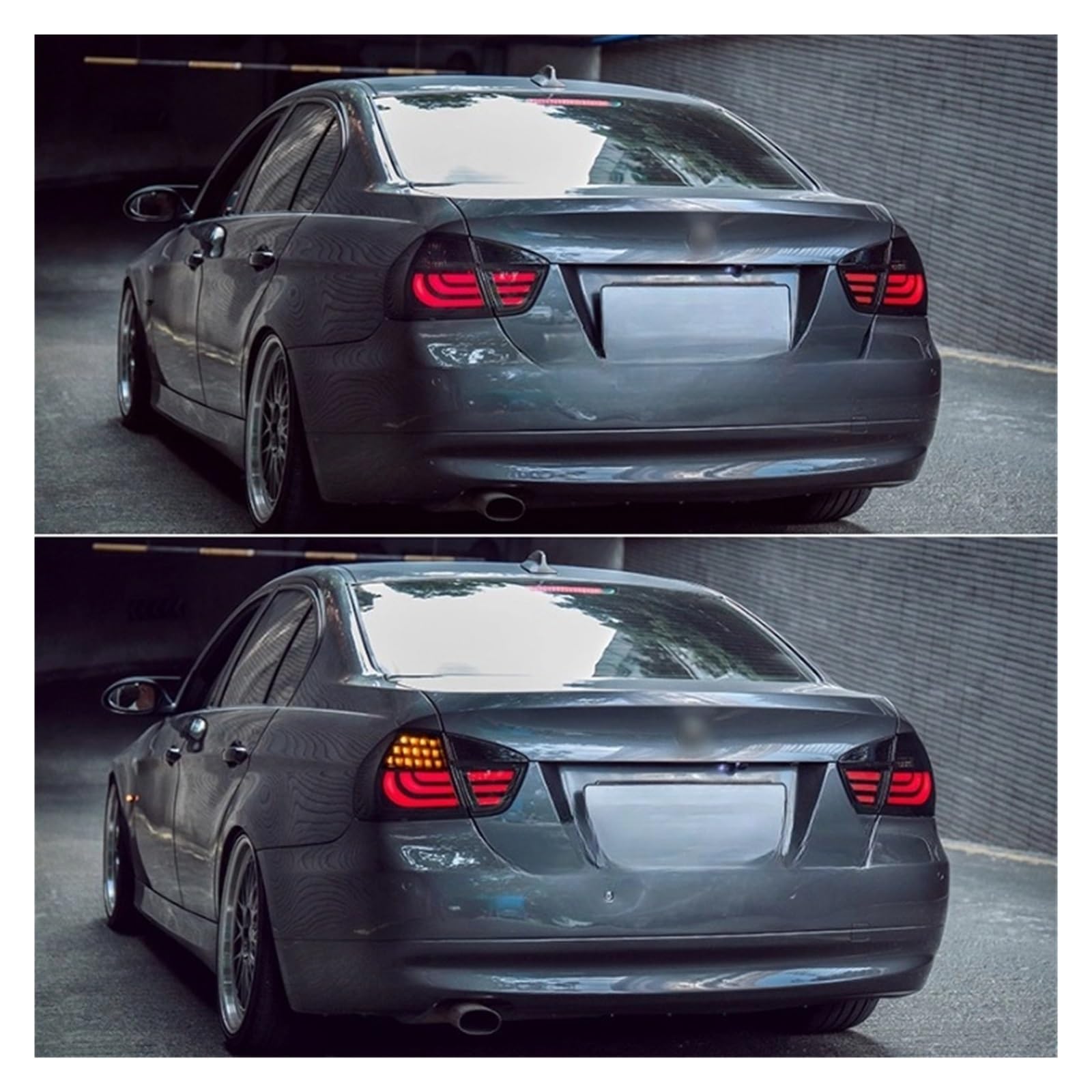Car Styling tylne światła tylne światło kompatybilne z BMW E90 2005-2012 325i 330i 330d tylna lampa + dynamiczny kierunkowskaz + bieg wsteczny + LED hamulca (Color : 2005-2008 black)