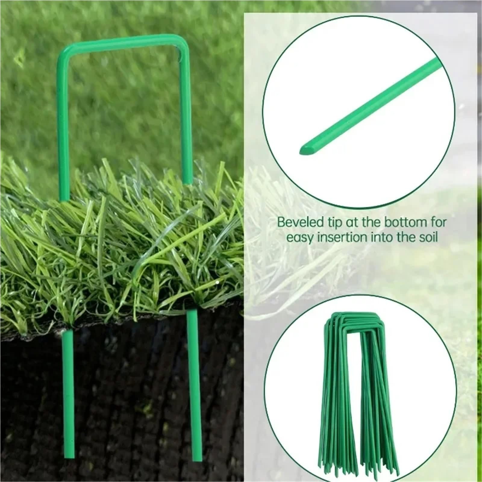 Picchetti Da Giardino 100/10 pezzi graffette da giardino tipo U tubi for recinzione pesanti paletti for zolle erbose zincato paesaggio picco con prati chiodi a terra(Black-15X4X0.3CM,50PCS)