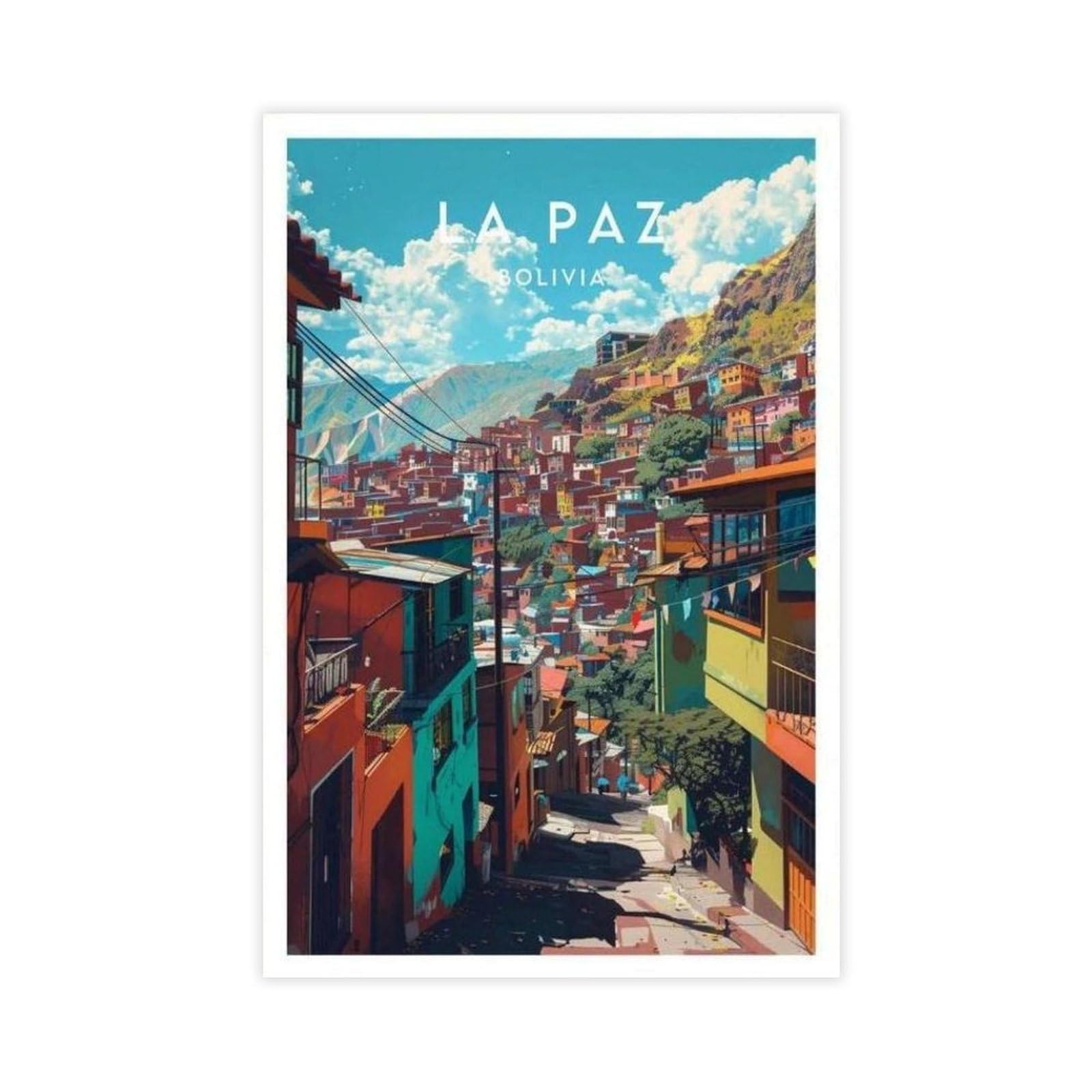 Qgvbgf La Paz Travel Print - Bolivia Canvas Poster Wall Art Decor Print Picture Paintings For Living Room Bedroom Decoration 12X18inch(30X45cm)