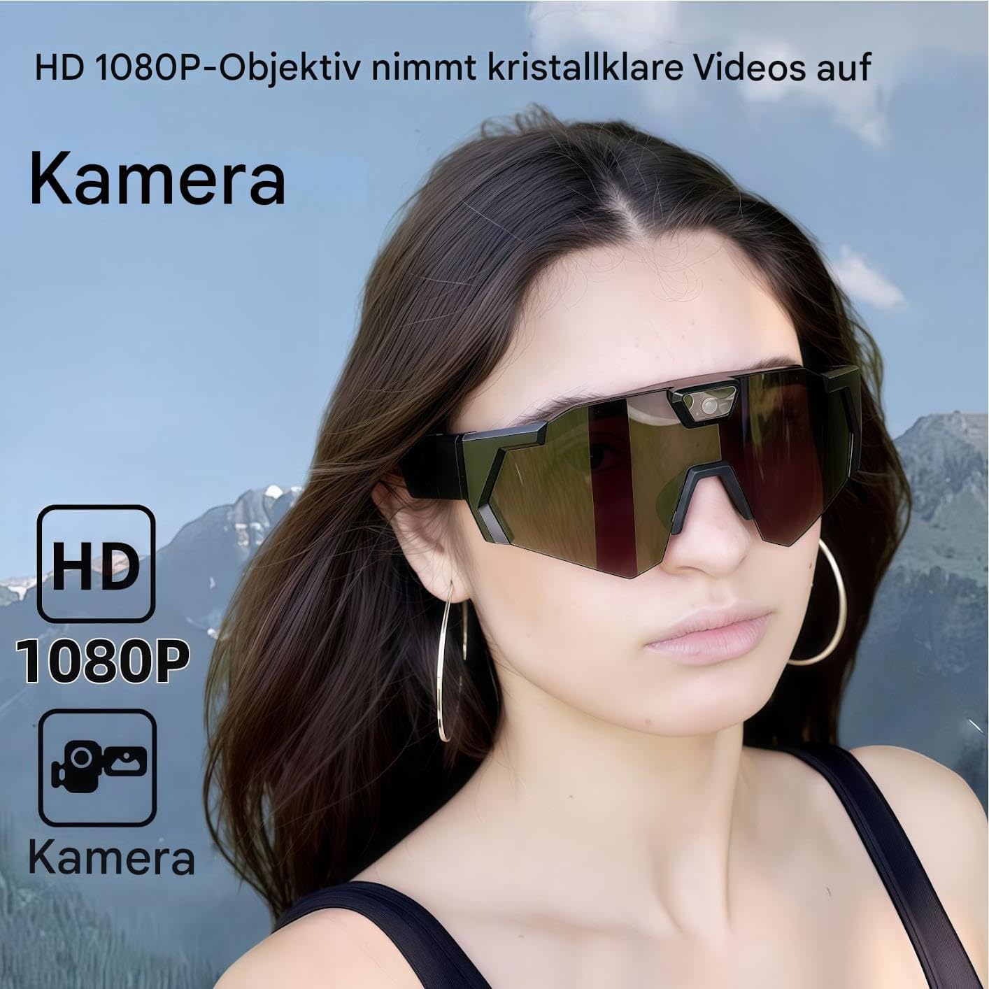 Fahrrad Actionbrille Mit Kamera, Brille Mit Kamera - Fahrradbrille Sportbrille, Schutzbrille Outdoorsport Für Herren Damen, Für Radfahrer Snowboarder Wanderer Reise Vlogger