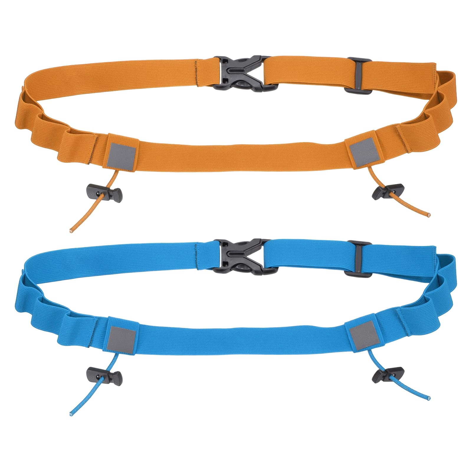 YELARXI Race Number Belt, Elastic Comfortable Running Belts with 6 Energy Gel Loops, Sport Race Bib Holder 2 Pcs & Orange/Sky Blue-Fitting for (Running/Triathlon/Marathon/Cycling)