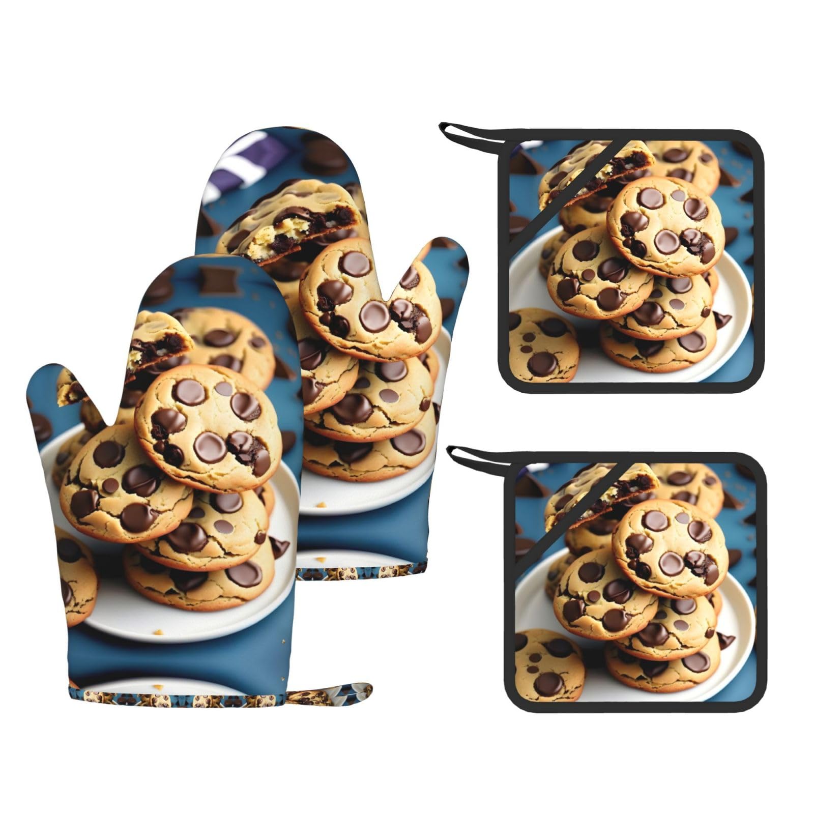 Gants de cuisine en silicone lot de 4 gants avec doigts anti-brûlure pour biscuits
