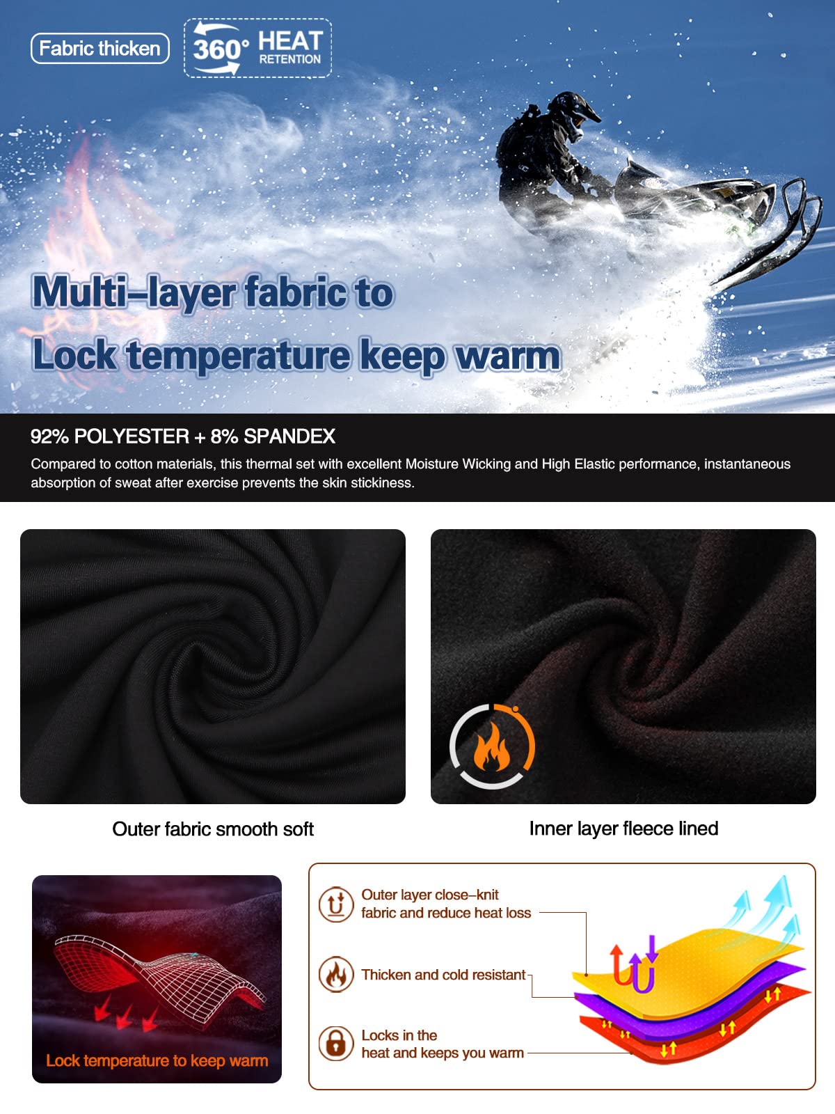 MEETWEE Zestawy termiczne męskie Mężczyźni Men Thermal Underwear Set (1 w zestawie)