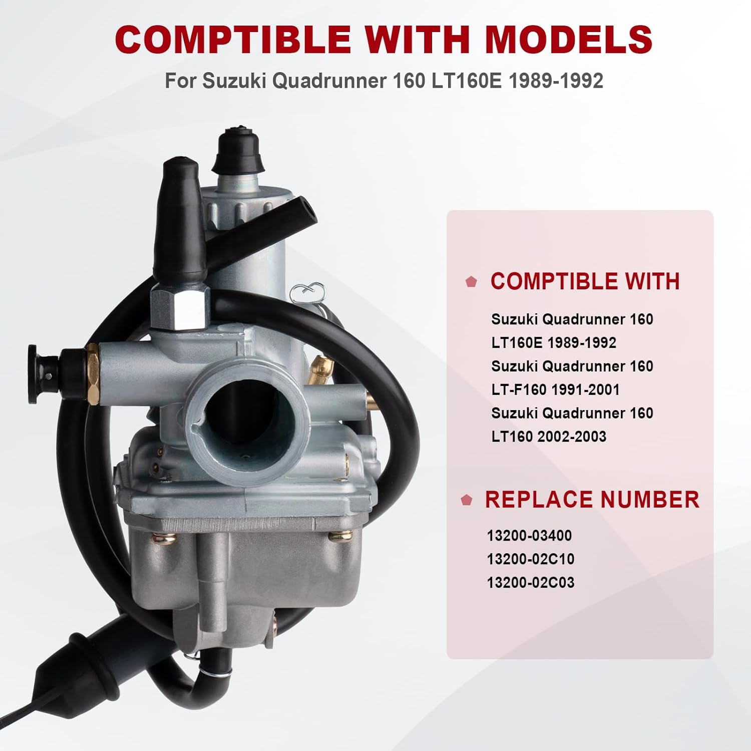 LT-F160 Carburetor for Suzuki Quadrunner 160 LT160 LT160E 1989-2003 13200-02C03 13200-03400