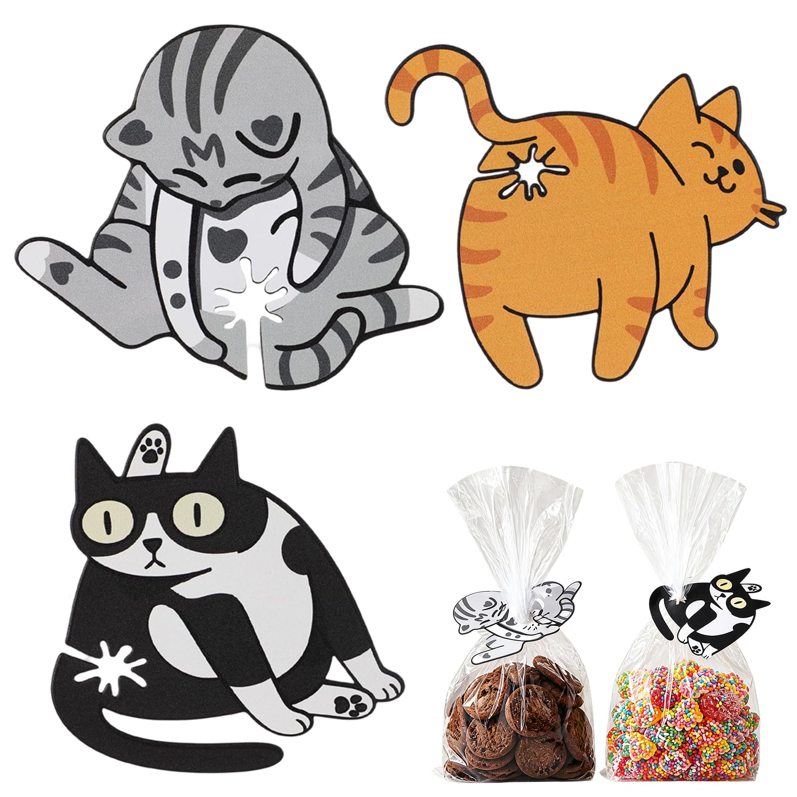PINE WAVES 3 Pcs Cat Butt Bread Clips, Funny Food Clips for Bags, Cat Shaped Bag Sealer Holder for Kitchen Snack Pouch Organizer, Kitty Lovers Gift