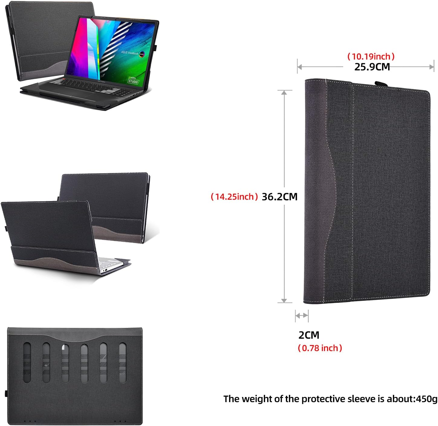 Laptop Cover for Creator Z16 case| ThinkPad T16 | Vivobook Pro 16X Laptop 16” OLED M7600 M7601 N7600 N7601Z | PU Leather Inside Pocket Case (Gray)
