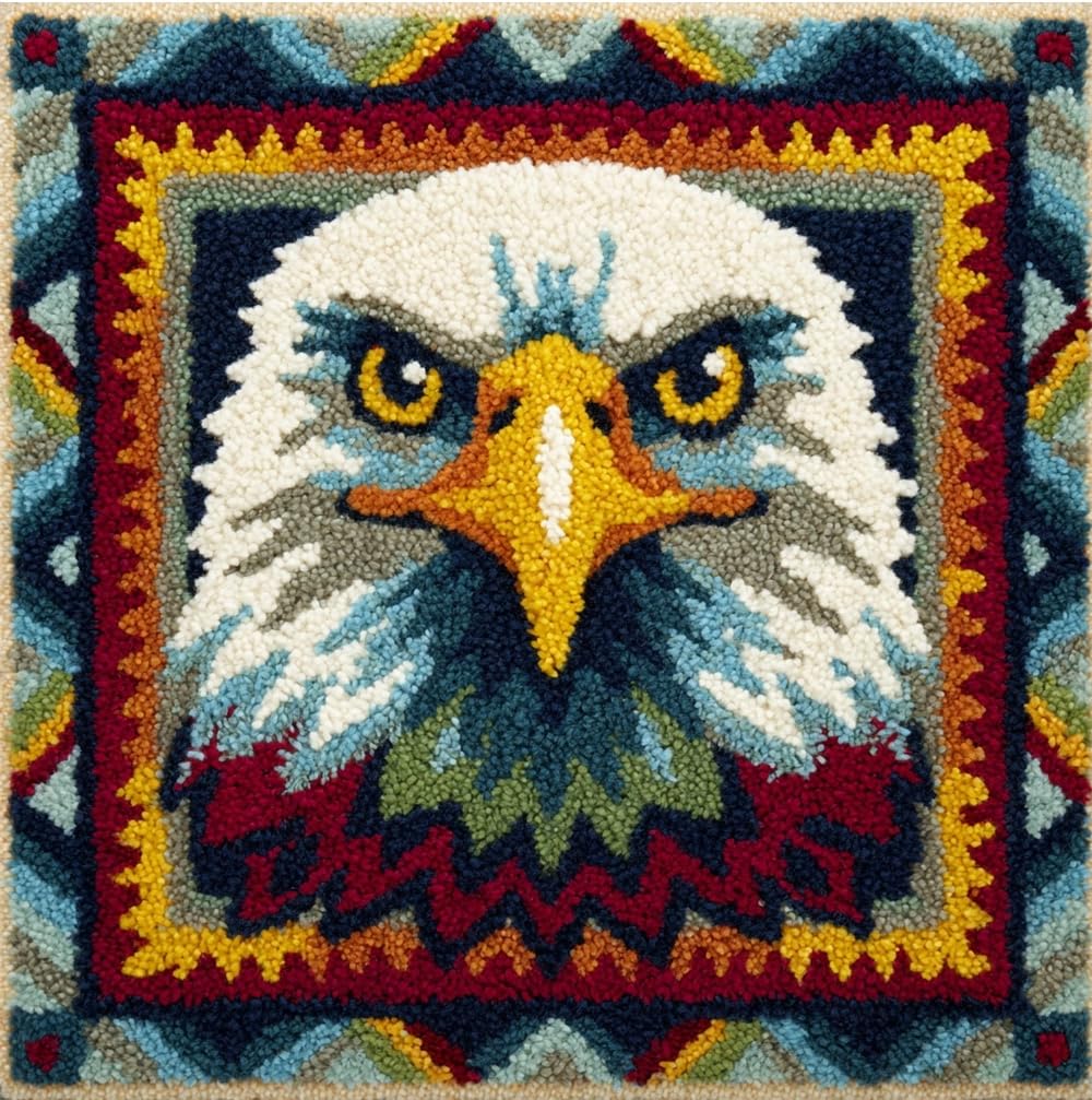 Taxpy Latch Hook Kits Pillow Eagle 17X17In