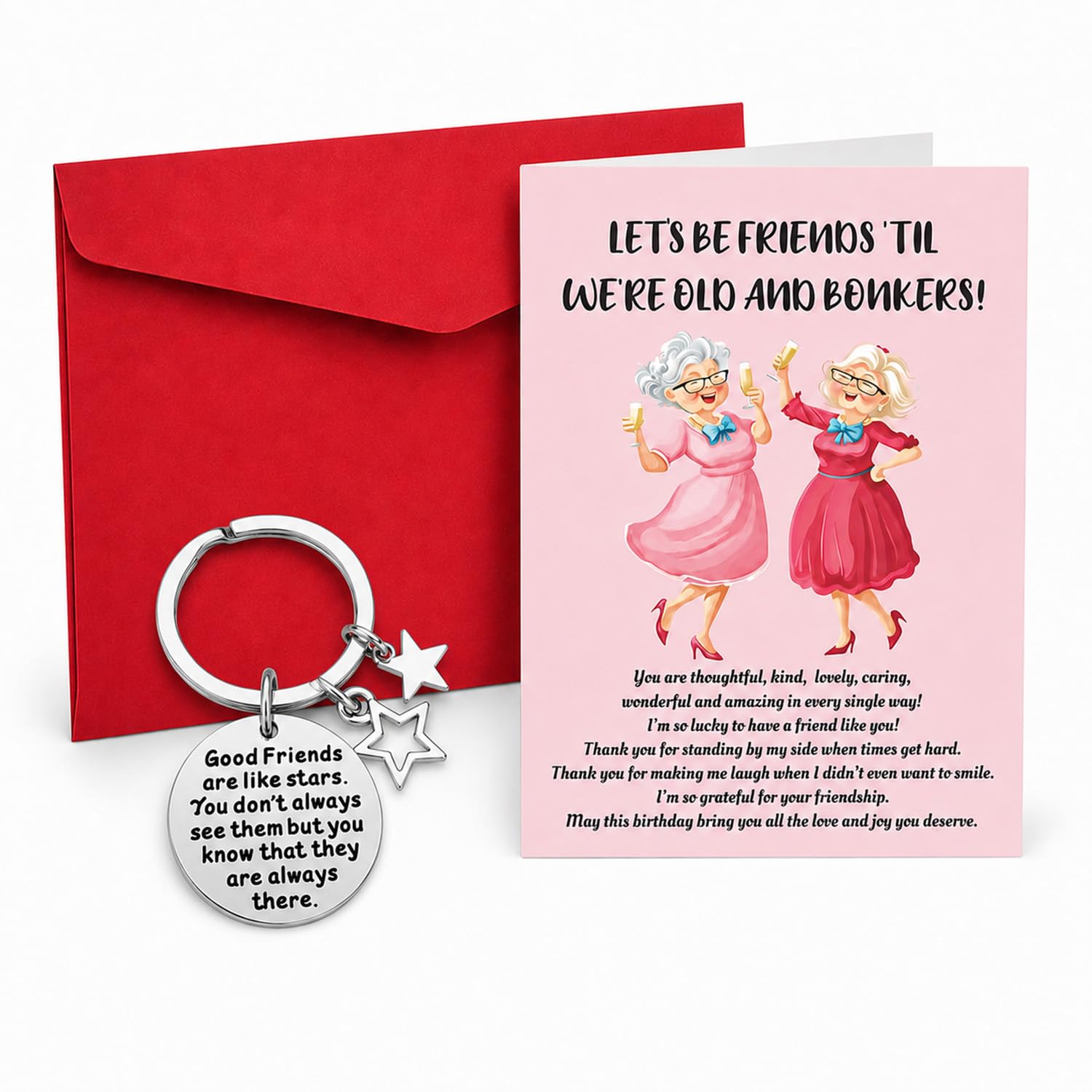 Funny Birthday Cards for Women - Friend Gifts for Women with Envelope & Keyring, Special Friend Birthday Card Female Soul Sister or Bestie