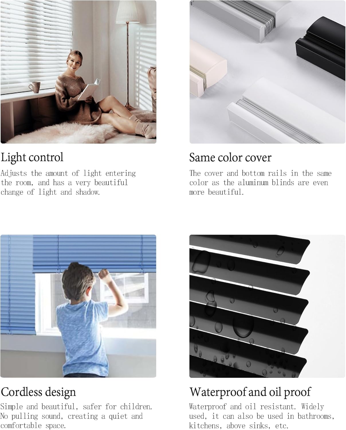 Custom 1 Inch Aluminum Blinds for Windows Cordless Sink Mini Venetian Blinds Aluminum Mini Blinds Cheap for Office Bathroom Blackout Horizontal Blinds. Black,36" W x(12" H to 98" H Customize)