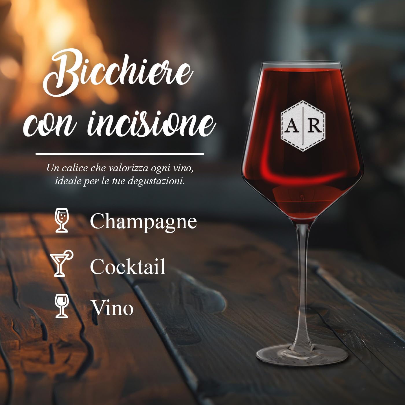 Maverton Calici da vino Avant-Garde - incisione personalizzata - 490 ml - set da 6 pezzi in vetro - ideale per vino rosso e bianco - regalo di matrimonio unico per la coppia