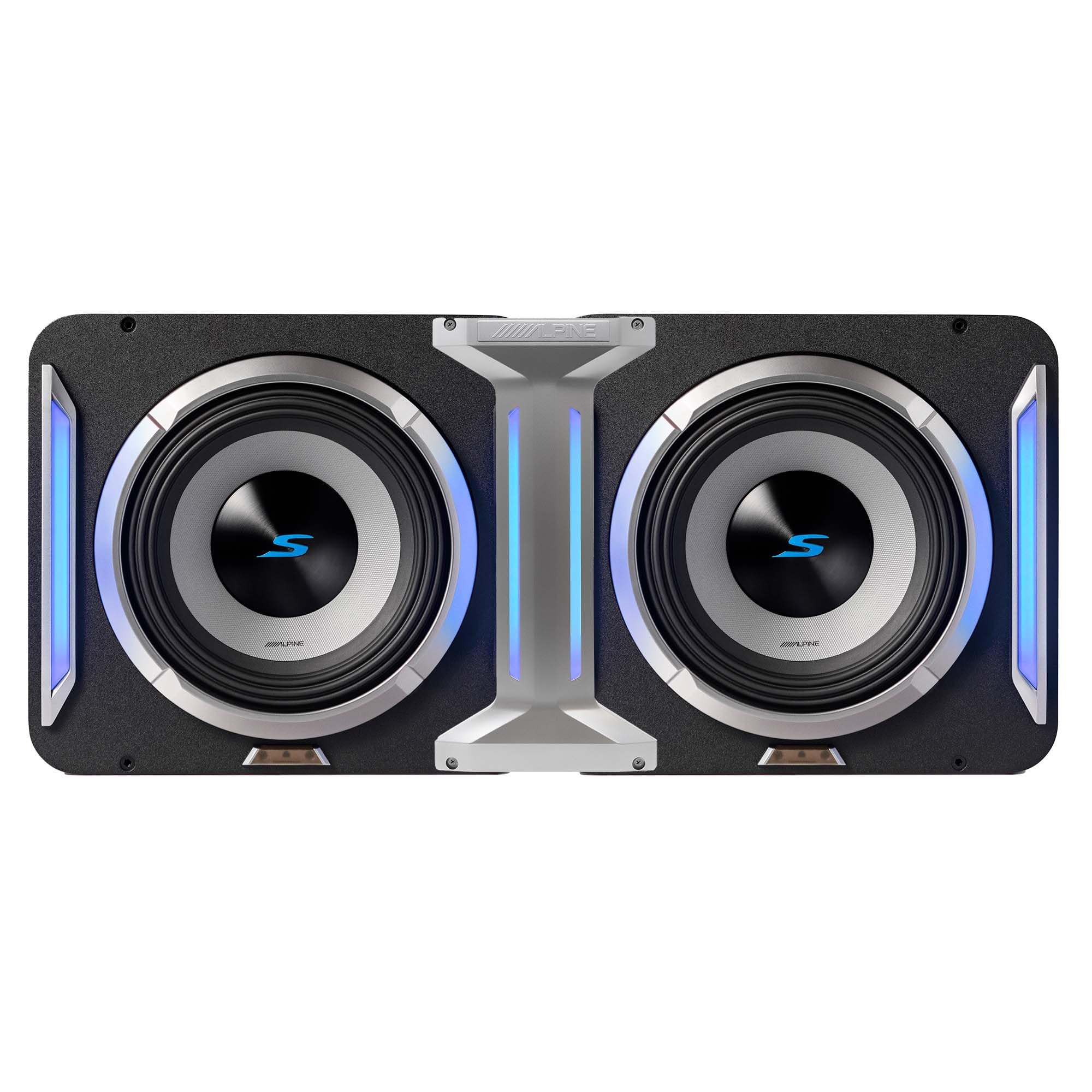 Alpine 2X S2-SB8, 8” PrismaLink™ S-Series Subwoofer Wedge Enclosure - Pair + KTX-LK8 Linking Kit