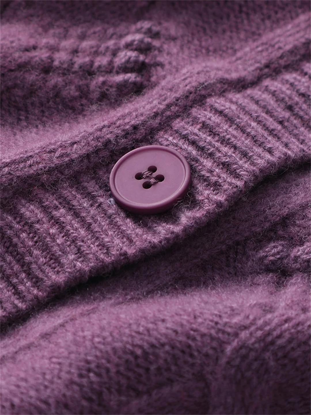 FLXHSA Damski sweter rozpinany, sweter z wycięciem pod szyją, guziki z dzianiny Merino