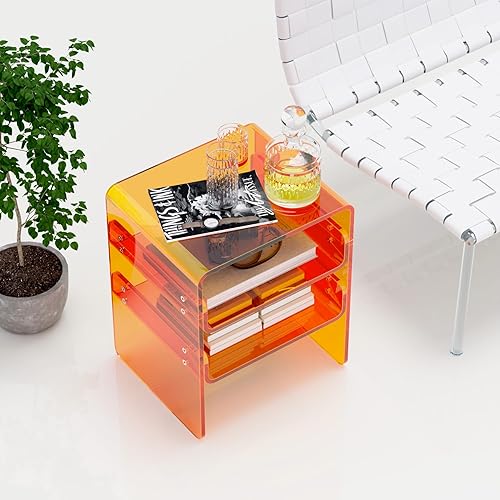 Miniatura 8 de Mesita de noche de acrílico transparente de 3 niveles, elegante almacenamiento de noche con diseño duradero, perfecta para dormitorios, salas de