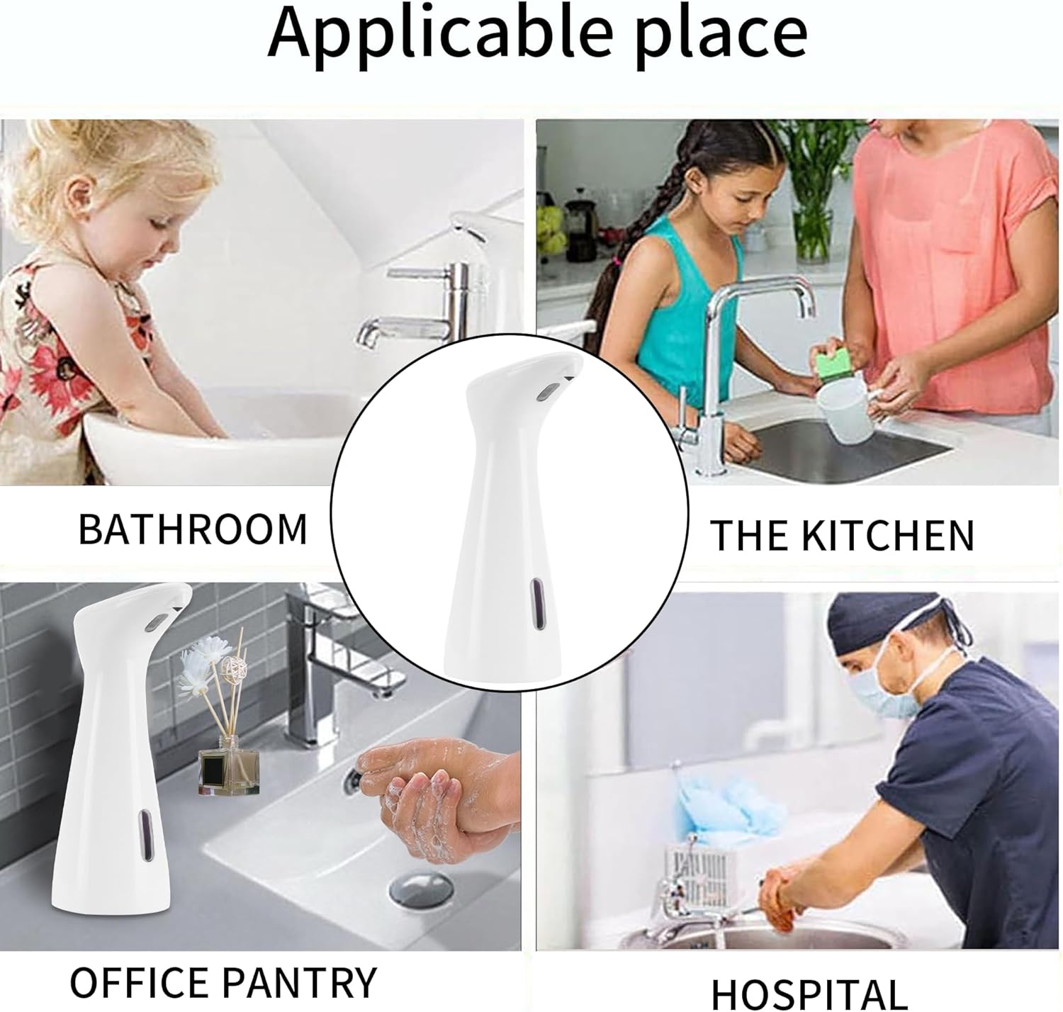 Automatic Soap Dispenser for Bathroom & Kitchen Sink, 200ml Touchless Sensor Hand Soap Dispenser with Infrared - Battery Operated Electric Dispenser, Dispensador de Jabon Automatico/Cocina - Image 6