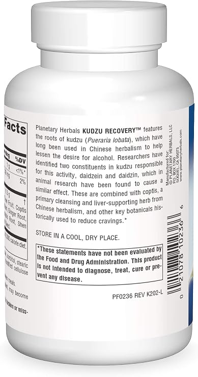 Planetary Herbals Kudzu Recovery 750 mg Anti-Alcohol and Liver Support - 120 Tablet