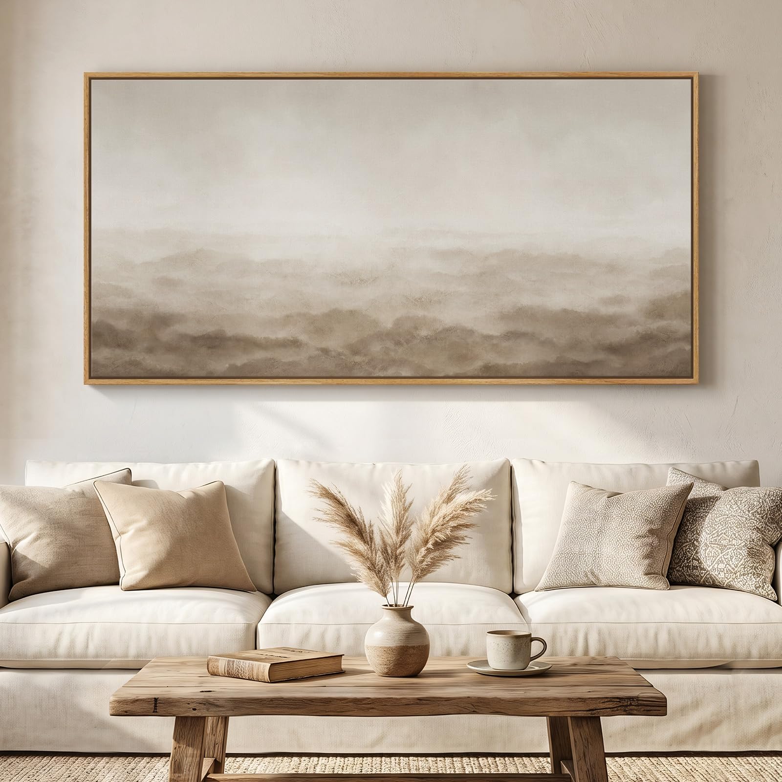 Large Neutral Abstract Landscape Canvas Wall Art