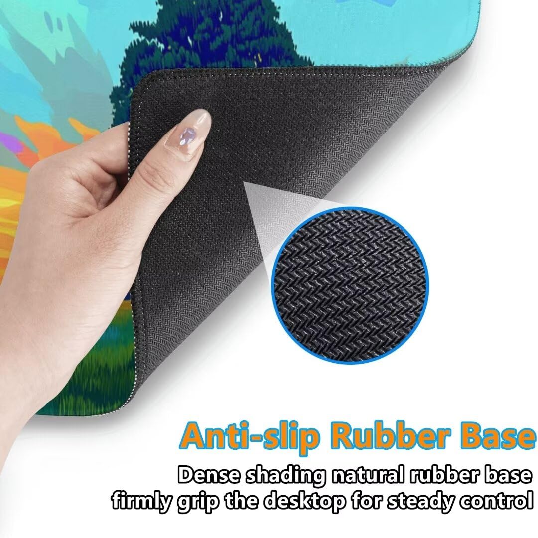 Tappetino Mouse Dipinto Gaming Mouse Pad Paesaggio Tappetino Mouse XXL 1200×600×3MM Migliora La Precisione e La Velocità Tappetino Scrivania con Base in Gomma e Bordi Cuciti per Ufficio e Gaming