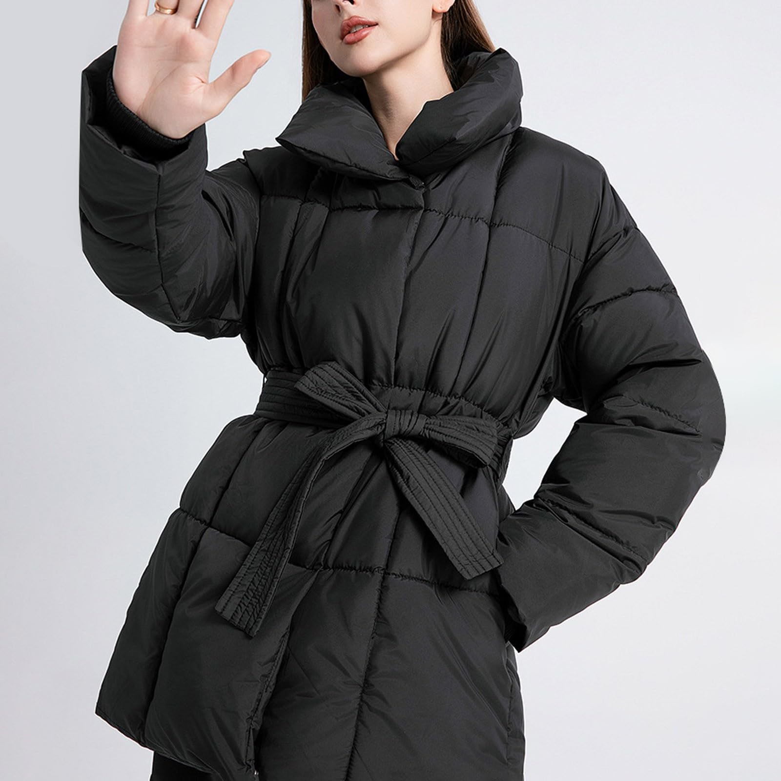 Chaqueta Mujer Abrigo Entretiempo Invierno Cazadora Plumiferos，Chaqueta de invierno para mujer moderna 2026 abrigo acolchado holgado con cremallera cordón ajustable mangas largas y múltiples bolsillo