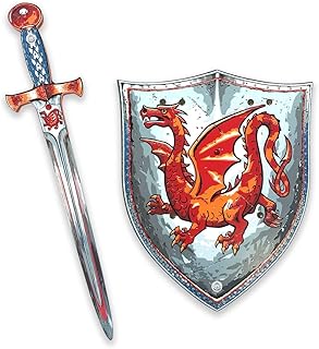 Liontouch - Amber Dragon Foam Sword & Shield for Boys Aged 3-8 Years | Medieval Knight Set for Pretend Play with Red Dragon Theme | Safe Weapons & Battle Accessories for Dress Up & Costumes