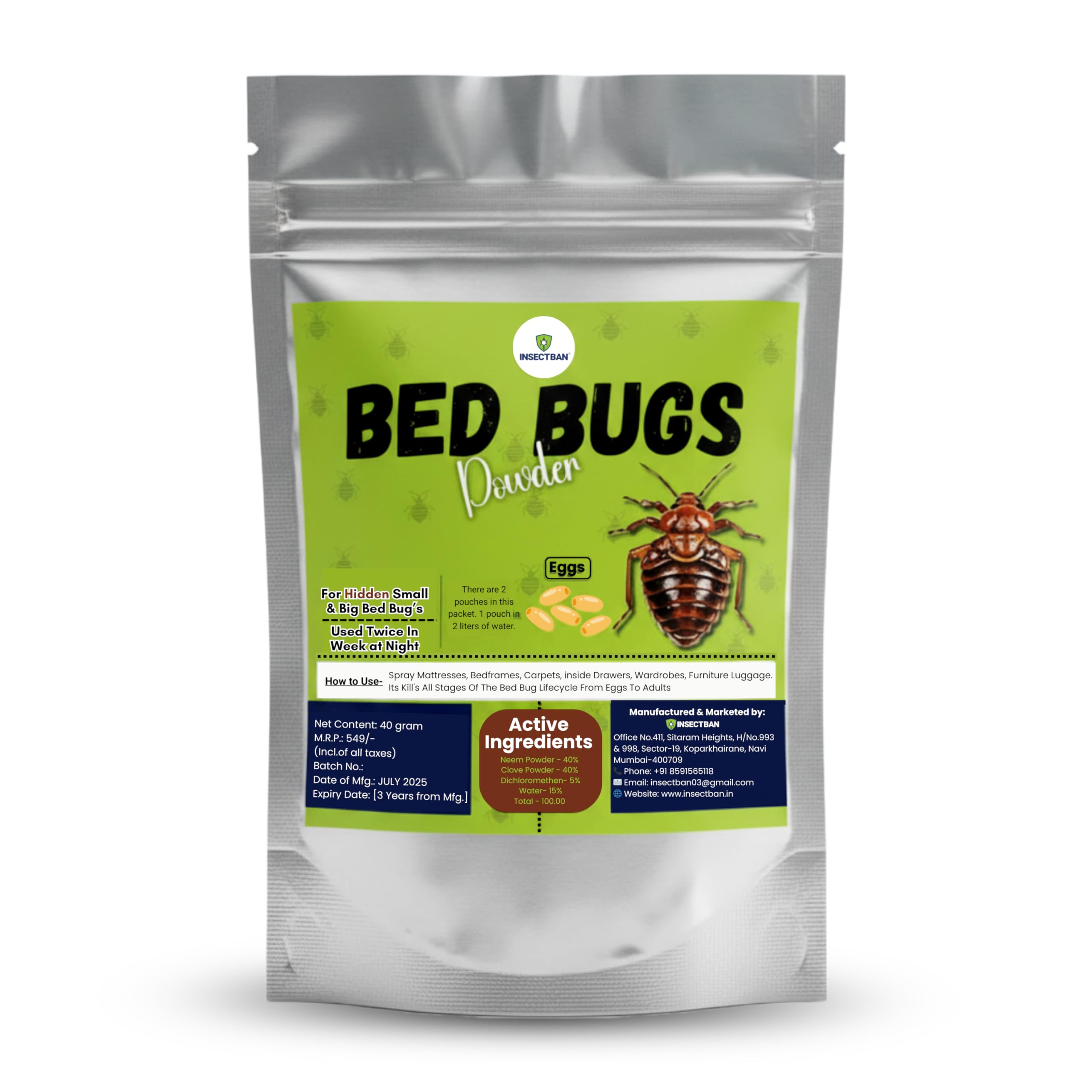 Bed Bugs Killer Powder – Fast Acting Formula | Effective Bed Bug Treatment for Home, Mattress, Furniture & Luggage | Kills Bed Bugs & Eggs | Easy-to-Use Herbal Pest Control (40g)-image-10