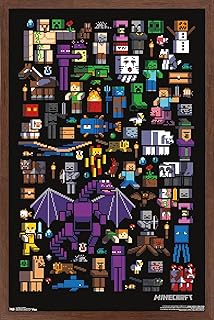 Trends International Minecraft - Mobbery Wall Poster, 22.375" x 34", Mahogany Framed Version