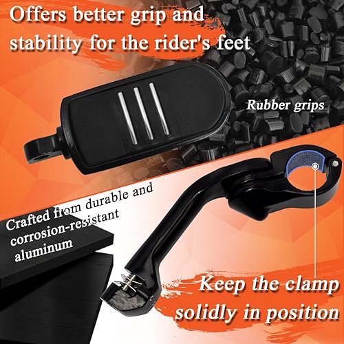 Miniatura 4 de FOVPLUE Estriberas de carretera de 1.25 pulgadas, clavijas ajustables en ángulo largo con soportes para Harley Touring Street Glide Electra Glide