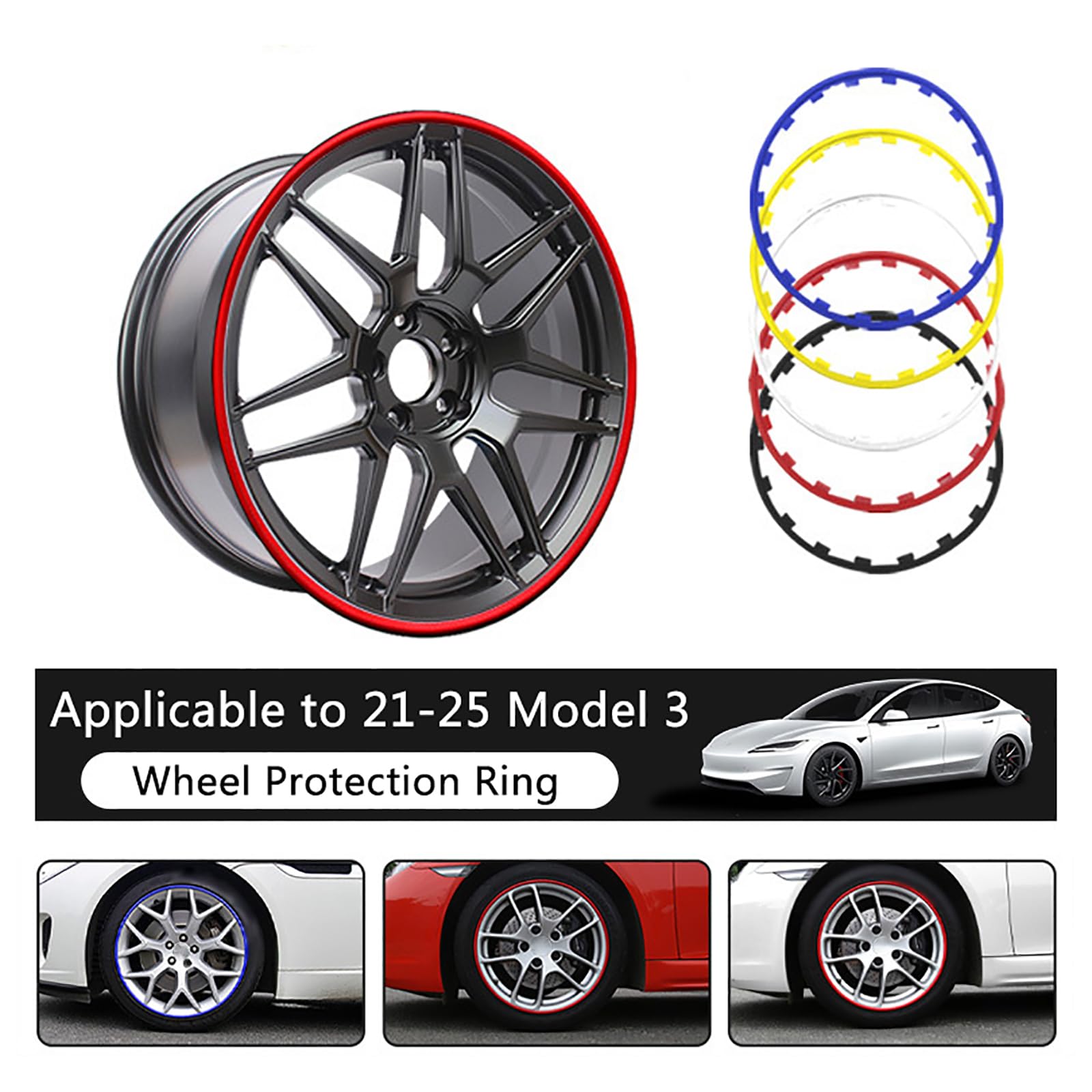 Protection de jante de voiture – Bande de protection anti-rayures – Installation facile – Protection de jante durable – 40,6 cm