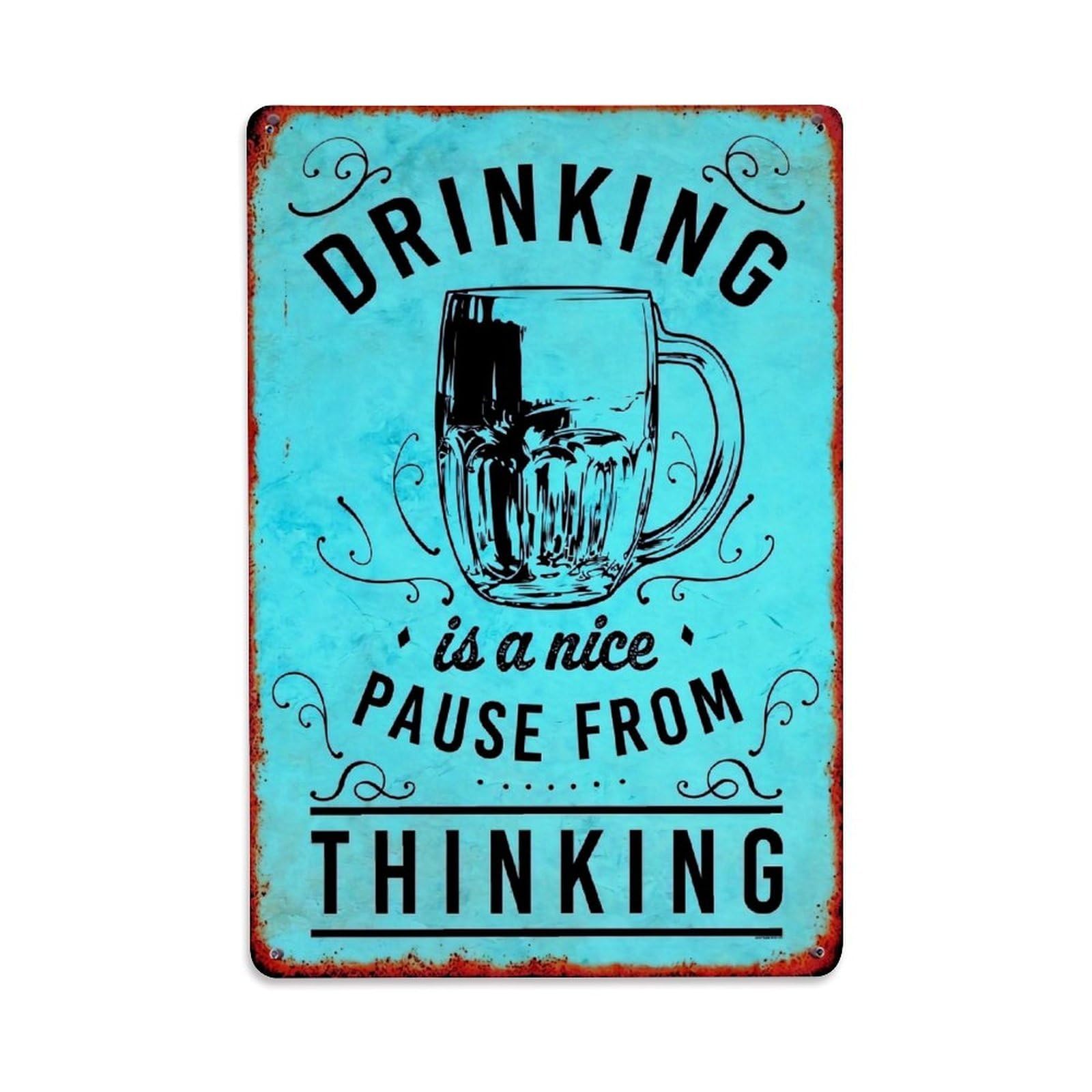 Jdfenggu Vintage Drinking Is A Nice Pause Retro Metal Tin Sign, Metal Poster For Bar, Home, Man Cave, Kitchen, Laundry Room Art Decor 8X12 Inch