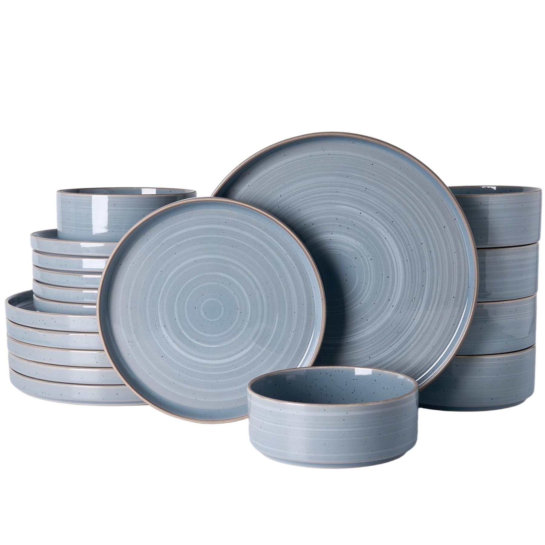 Famiware Stellar 18-Piece Stoneware Dinnerware Set, Blue Gray