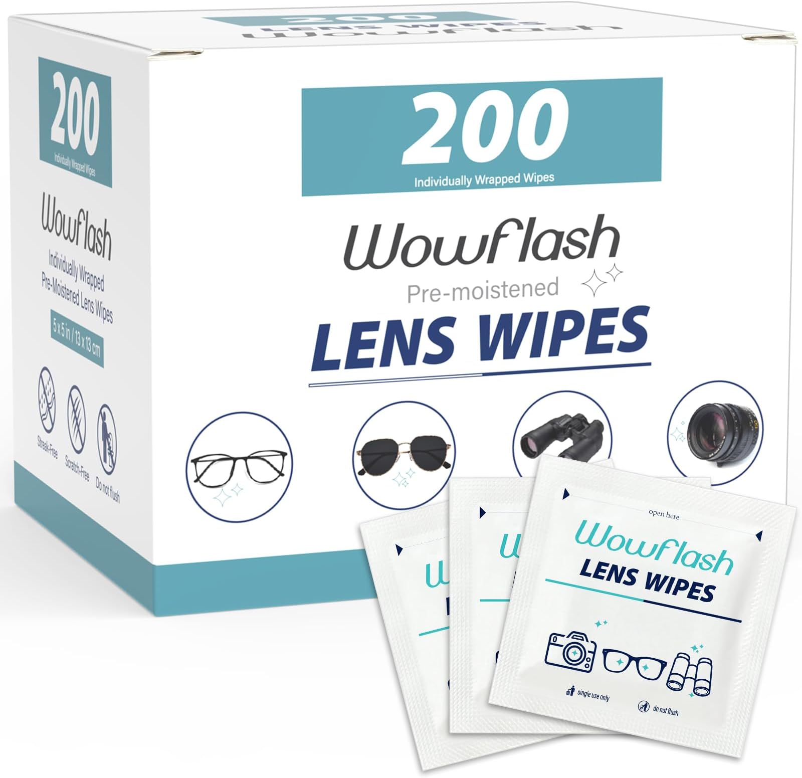 Flents Eyeglass Cleaner Lens Wipes 225 Count (3 Boxes of 75) Individually Wrapped