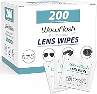Wowflash 200 Count Pre-Moistened Lens Wipes for Eyeglasses - Scratch-Free, Streak-Free Cleaner for Glasses, Sunglasses, Camera Lenses, Goggles