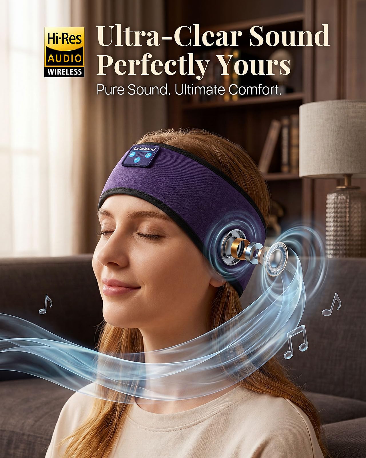 Lullaband Auriculares inalámbricos Bluetooth 5.4 para dormir de lado, con altavoces estéreo ultrafinos, ideales para yoga, meditación, deportes y relajación