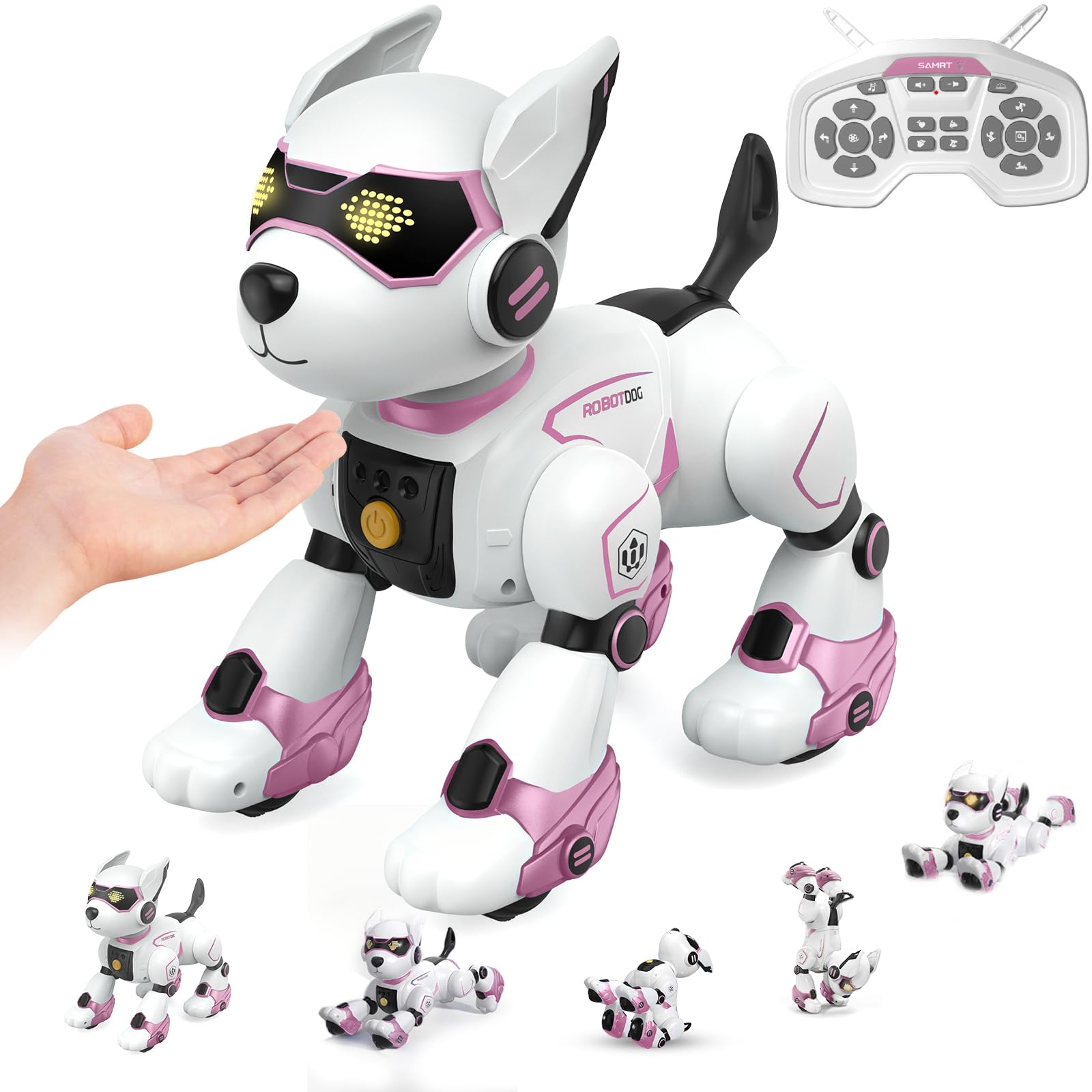 PeachLeaf Smart Robots Dog Toy for Kids, Programmable Interactive RC Robotic Pets with Voice Control and Touch Sensory, Imitates Animals Music Dancing