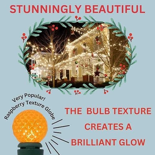 Miniatura 5 de Luces LED para árbol de Navidad, 60 unidades, luces G12 Globe para interiores y exteriores, mini bola de alambre verde de 20 pies, certificado UL