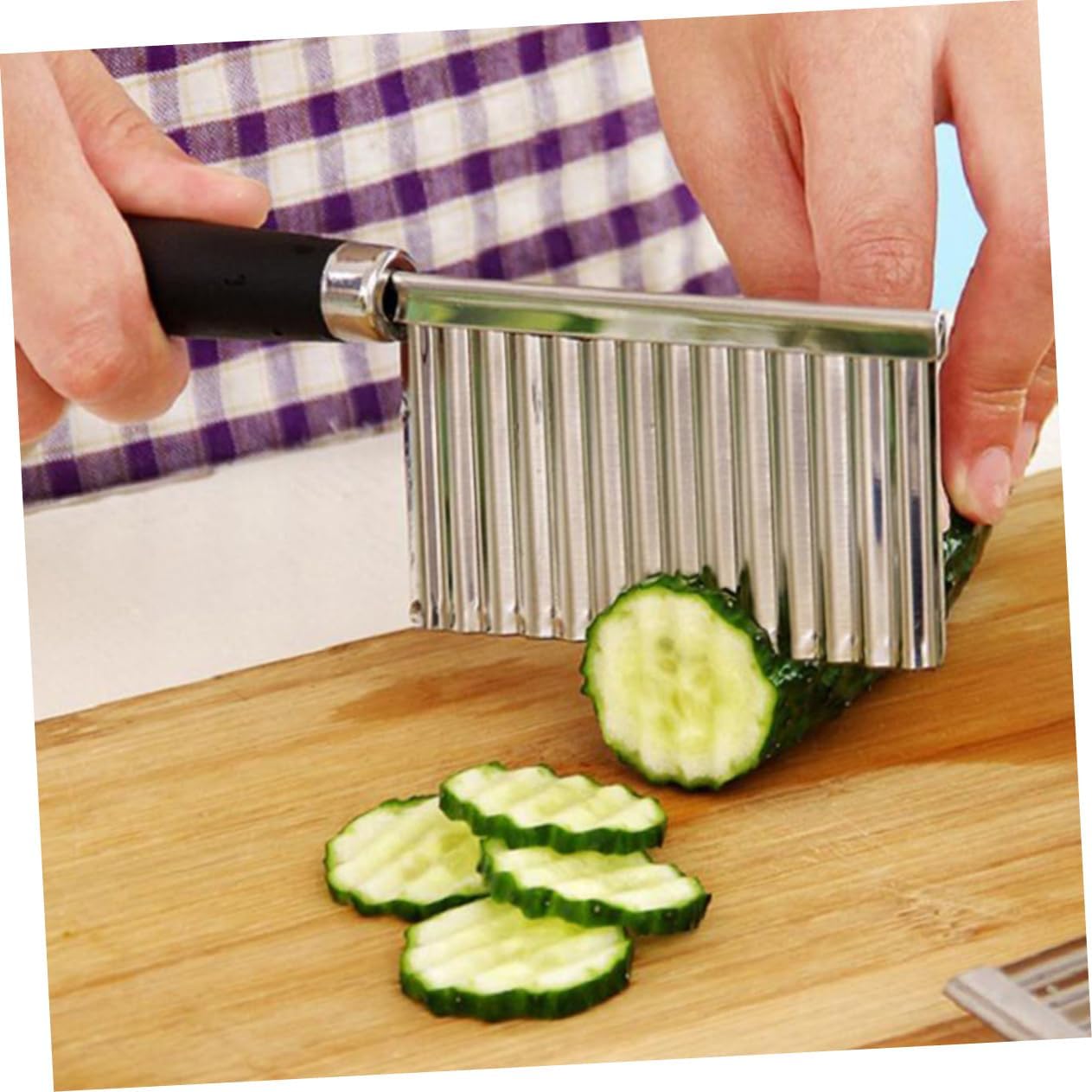2pcs Assorted Wavy French Fries Knife Potato Crinkle Cutters Waffle Cutter for Potatoes