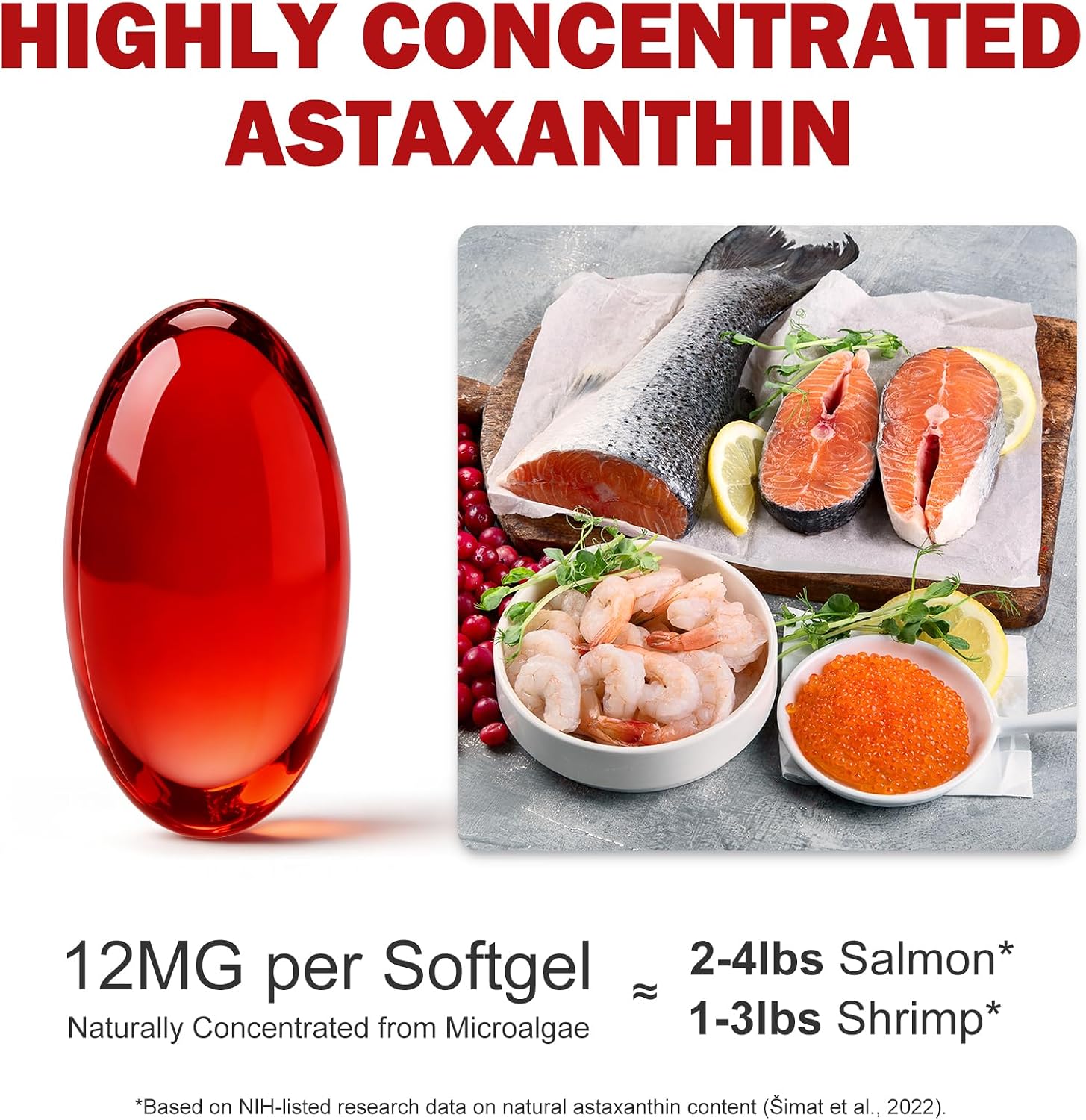 Astaxanthin Supplements 12mg, High-Potency Astaxanthin Supplements for Antioxidant Support, from Haematococcus Pluvialis Microalgae, 4 Month Supply, Soy & Gluten Free, Non-GMO, 120 Softgels