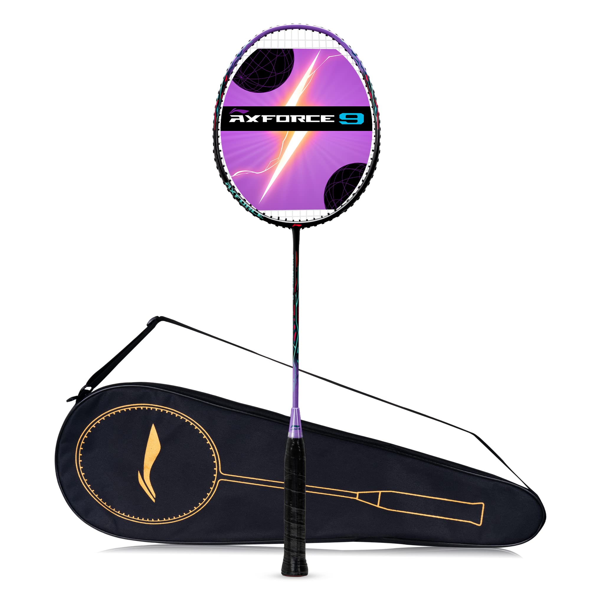 Li-Ning Axforce 9 Strung Badminton Racket (Black/Purple)